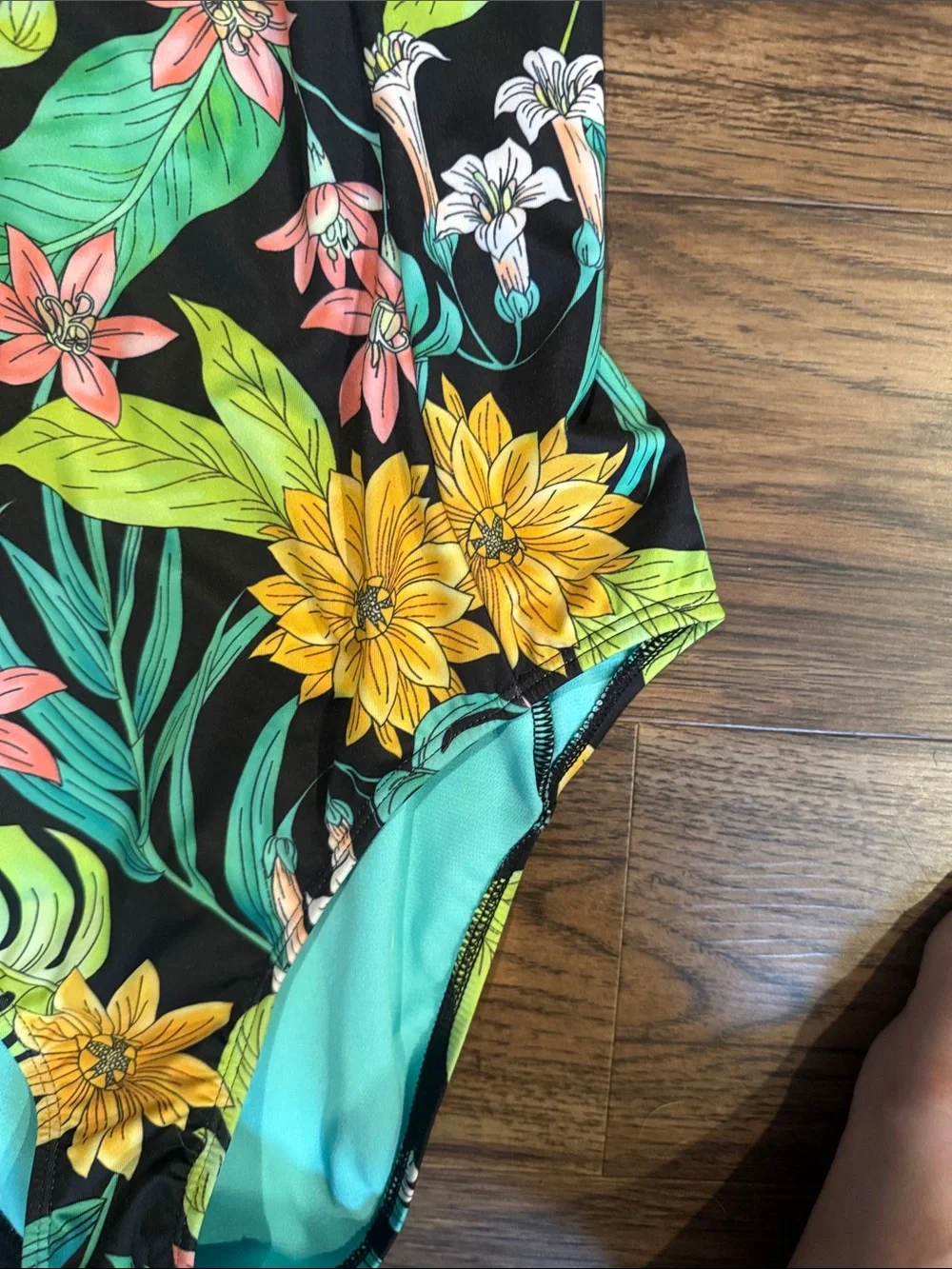 Hurley Black Tropical Floral Long Sleeve Swimsuit